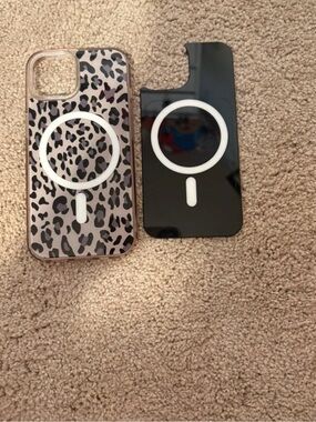 Leopard Print and Black MagSafe-Compatible iPhone 12 Cases